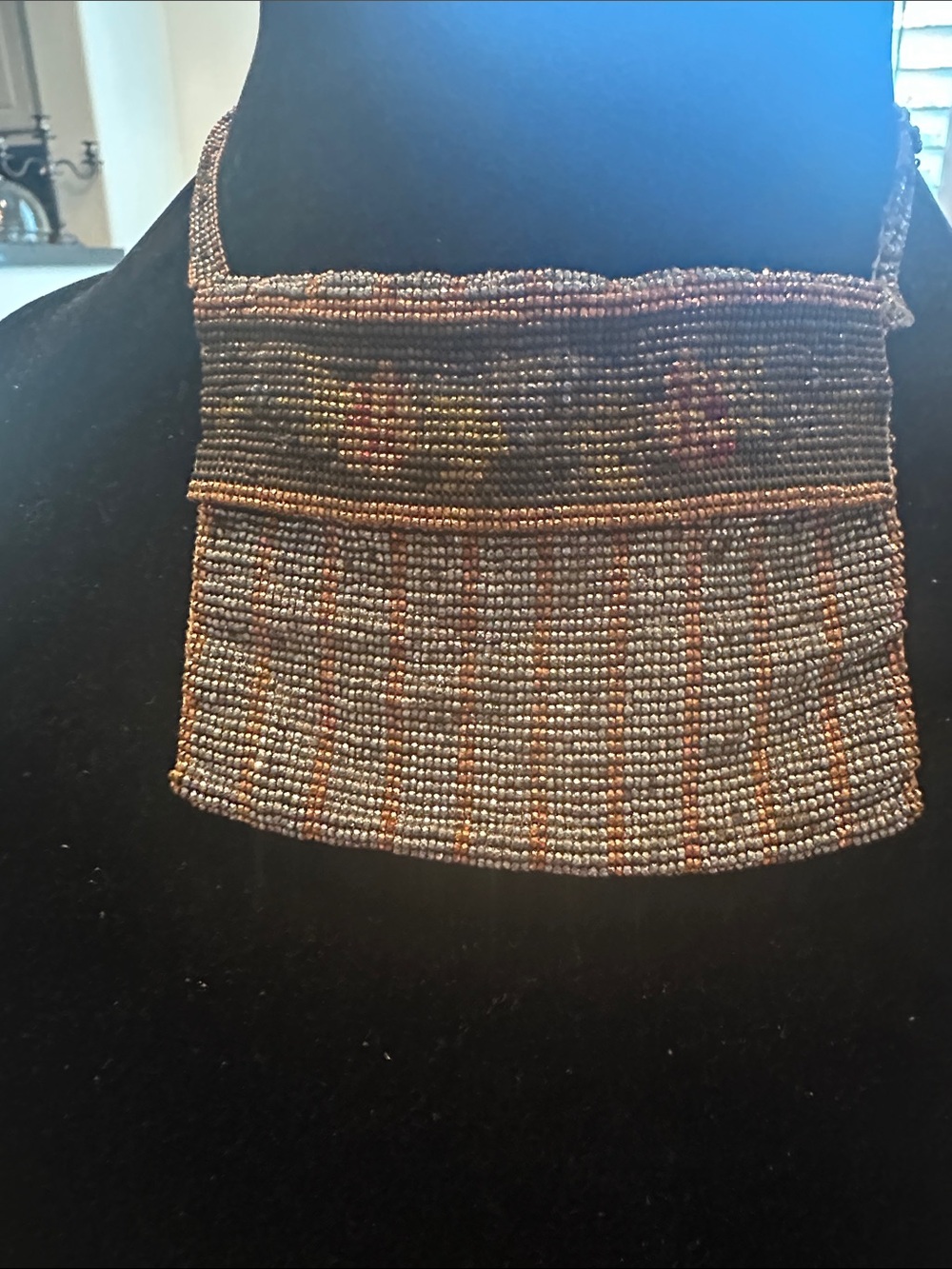 Antique steel cut Bead Mini bag in Metallic Bronze and Copper-one of a kind!